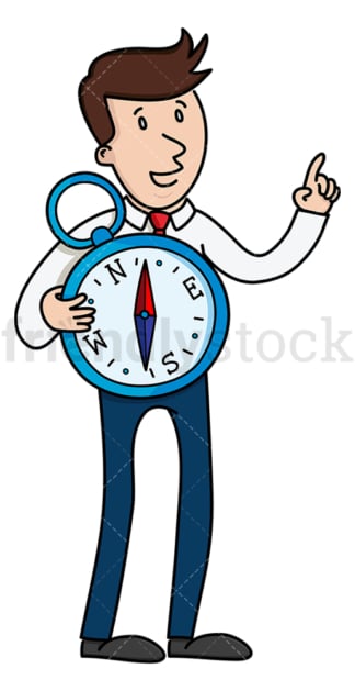 Businessman holding giant compass. PNG - JPG and vector EPS (infinitely scalable).