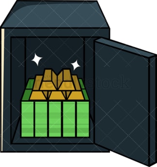 Safe vault with money and gold inside. PNG - JPG and vector EPS file formats (infinitely scalable). Image isolated on transparent background.
