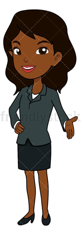 Black businesswoman looking for handshake. PNG - JPG and vector EPS file formats (infinitely scalable). Image isolated on transparent background.