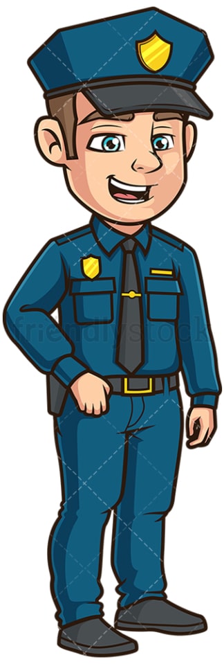 Friendly Police Officer Side View Cartoon Vector Clipart - FriendlyStock