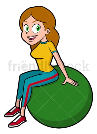 Woman doing pilates with gym ball. PNG - JPG and vector EPS file formats (infinitely scalable). Image isolated on transparent background.
