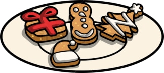 Christmas cookies on a plate. PNG - JPG and vector EPS file formats (infinitely scalable). Image isolated on transparent background.