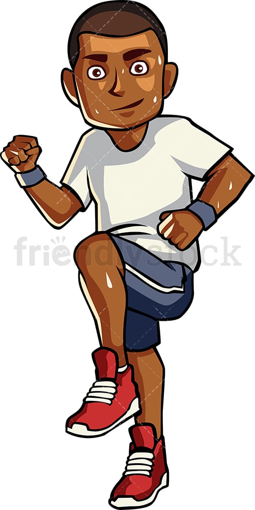 Black man warming up. PNG - JPG and vector EPS file formats (infinitely scalable). Image isolated on transparent background.