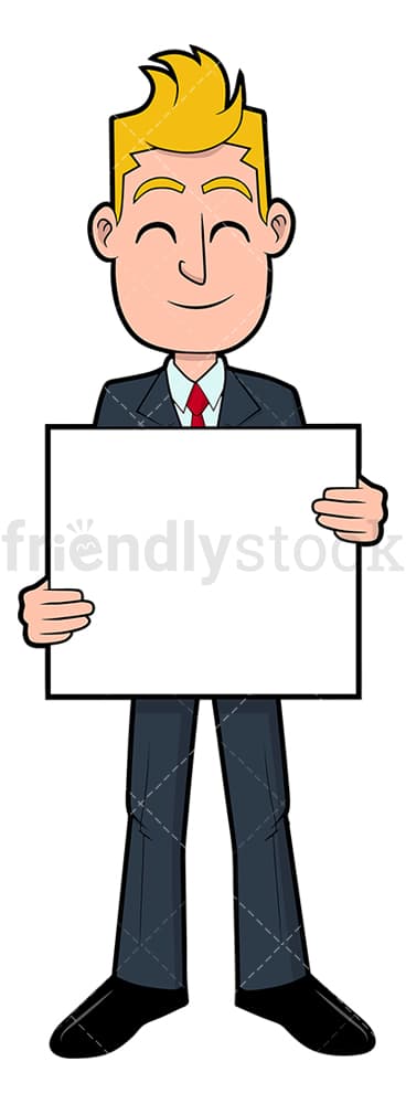 Businessman holding sign. PNG - JPG and vector EPS file formats (infinitely scalable). Image isolated on transparent background.