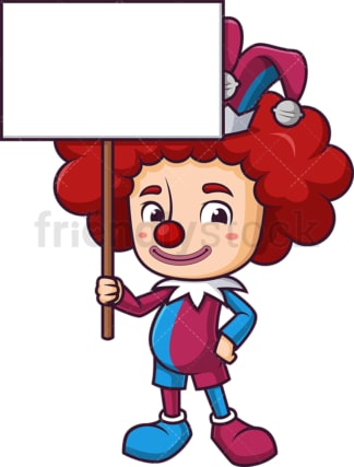 Jester holding blank sign. PNG - JPG and vector EPS (infinitely scalable).