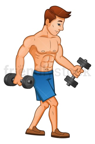 Man alternated bicep curls with dumbbells. PNG - JPG and vector EPS (infinitely scalable).