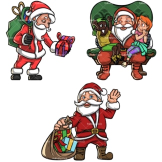 Vintage santa claus cartoon bundle. PNG - JPG and vector EPS file formats (infinitely scalable). Image isolated on transparent background.
