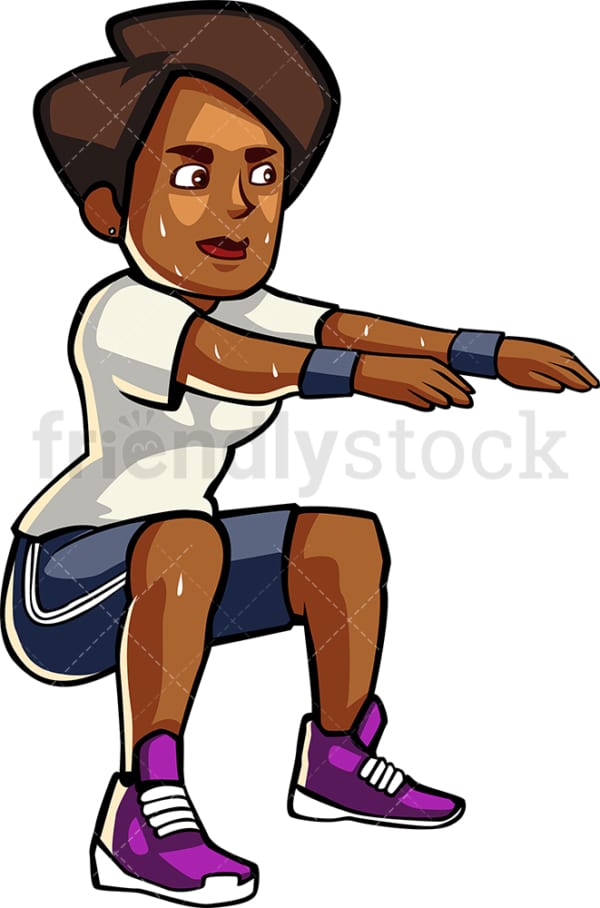 A blAck womAn doing squAts. PNG - JPG and vector EPS file formats (infinitely scalable). Image isolated on transparent background.
