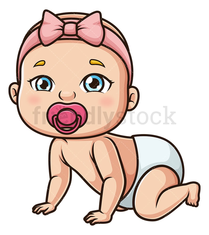 Baby Girl Crawling Cartoon Clipart Vector - FriendlyStock