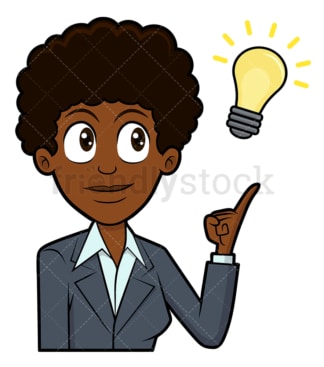 Black businesswoman with an idea. PNG - JPG and vector EPS file formats (infinitely scalable). Image isolated on transparent background.