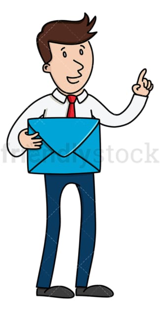 Speaking businessman holding envelope. PNG - JPG and vector EPS (infinitely scalable).