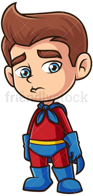 Sad superhero boy. PNG - JPG and vector EPS (infinitely scalable).