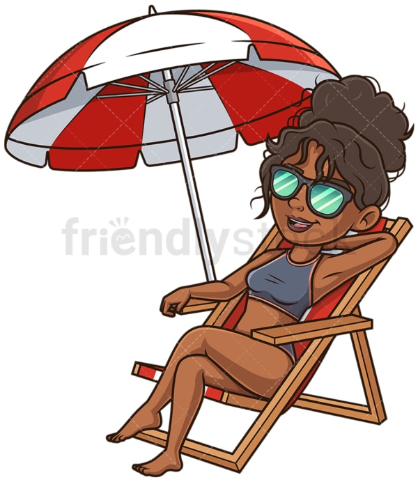 Sexy black woman sunbathing. PNG - JPG and vector EPS (infinitely scalable).