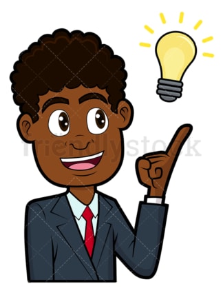 Smart black businessman just had new idea. PNG - JPG and vector EPS file formats (infinitely scalable). Image isolated on transparent background.