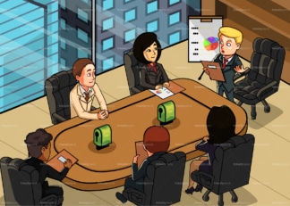 Team of executives having a business meeting. PNG - JPG and vector EPS file formats (infinitely scalable). Image isolated on transparent background.
