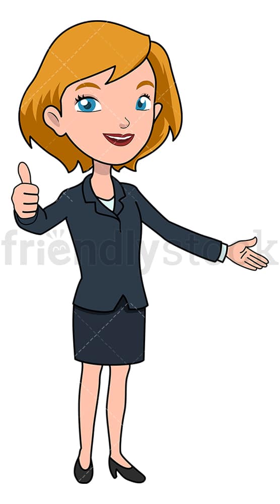 Woman Signaling A Job Well Done Cartoon Vector Clipart - FriendlyStock