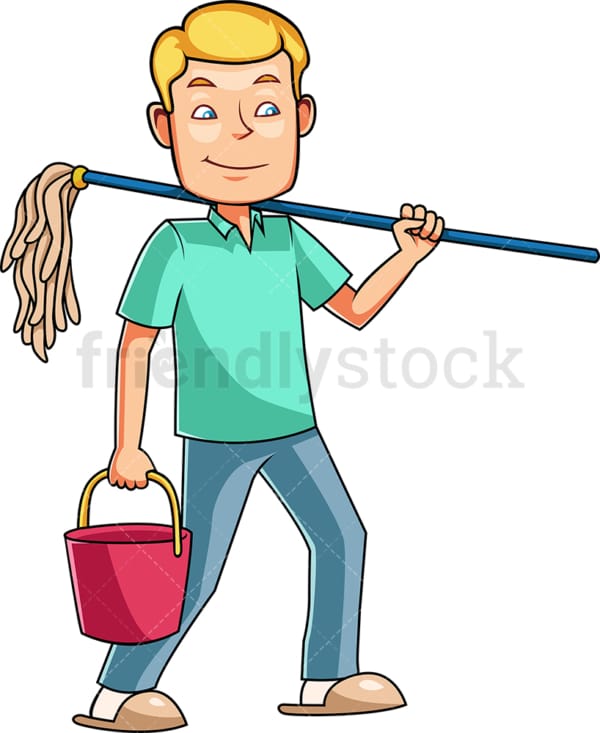 Man getting ready to mop. PNG - JPG and vector EPS file formats (infinitely scalable). Image isolated on transparent background.