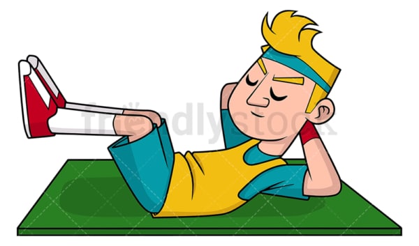 Young man exercising his abs. PNG - JPG and vector EPS file formats (infinitely scalable). Image isolated on transparent background.