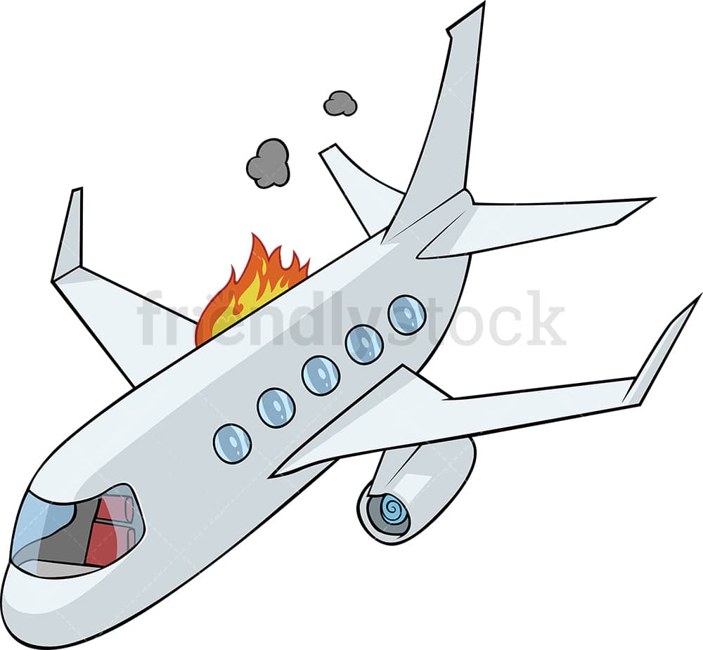 Airplane Going Down With Engine On Fire Cartoon Vector Clipart -  FriendlyStock