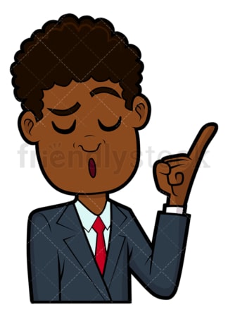 Black businessman making statement. PNG - JPG and vector EPS file formats (infinitely scalable). Image isolated on transparent background.