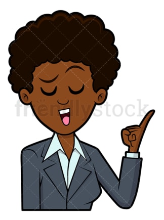 Black businesswoman saying something. PNG - JPG and vector EPS file formats (infinitely scalable). Image isolated on transparent background.