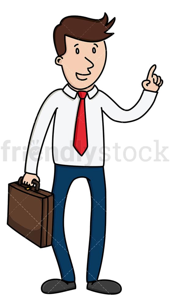 Businessman with briefcase making point. PNG - JPG and vector EPS (infinitely scalable).