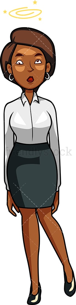 Dizzy black businesswoman. PNG - JPG and vector EPS file formats (infinitely scalable). Image isolated on transparent background.