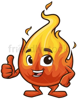 Fire mascot thumbs up. PNG - JPG and vector EPS (infinitely scalable).