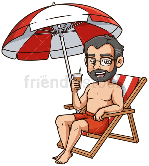 Middle-Aged man at the beach. PNG - JPG and vector EPS (infinitely scalable).