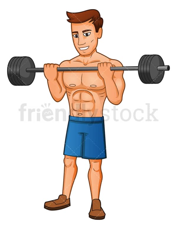Muscular man weightlifting with barbell. PNG - JPG and vector EPS (infinitely scalable).