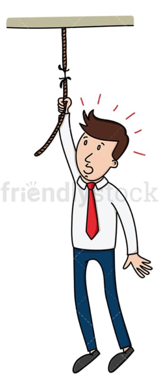 Businessman hanging by a thread. PNG - JPG and vector EPS (infinitely scalable).