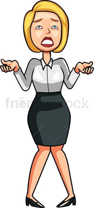 Businesswoman trying to explain herself. PNG - JPG and vector EPS file formats (infinitely scalable). Image isolated on transparent background.