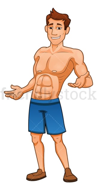 Confident muscular man showing off his muscles. PNG - JPG and vector EPS (infinitely scalable).