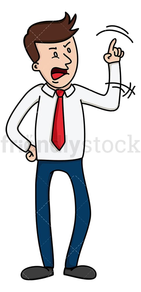 Ill tempered businessman scolding. PNG - JPG and vector EPS file formats (infinitely scalable). Image isolated on transparent background.