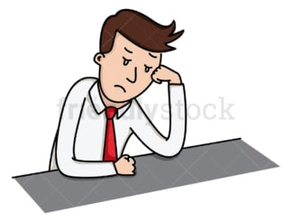 Lost in thought sad businessman. PNG - JPG and vector EPS file formats (infinitely scalable). Image isolated on transparent background.