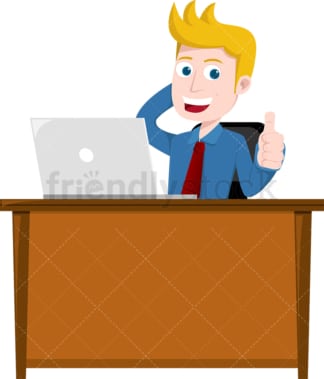 Man at work giving the thumbs up. PNG - JPG and vector EPS file formats (infinitely scalable). Image isolated on transparent background.