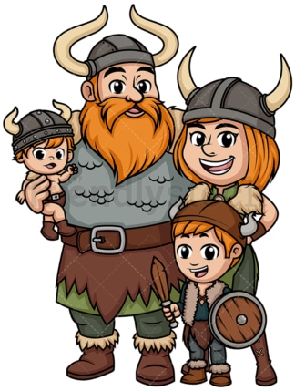 Viking family with little boy. PNG - JPG and vector EPS file formats (infinitely scalable). Image isolated on transparent background.