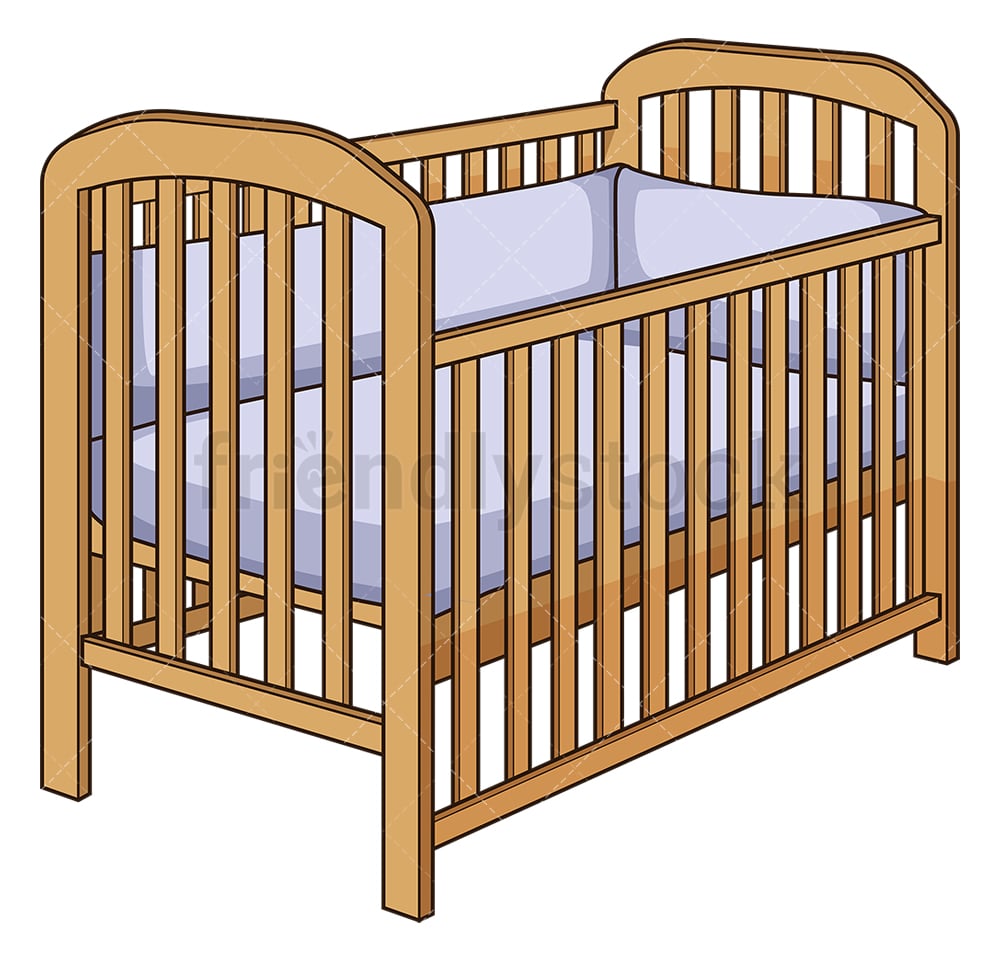 Wooden Baby Crib Cartoon Vector Clipart - FriendlyStock