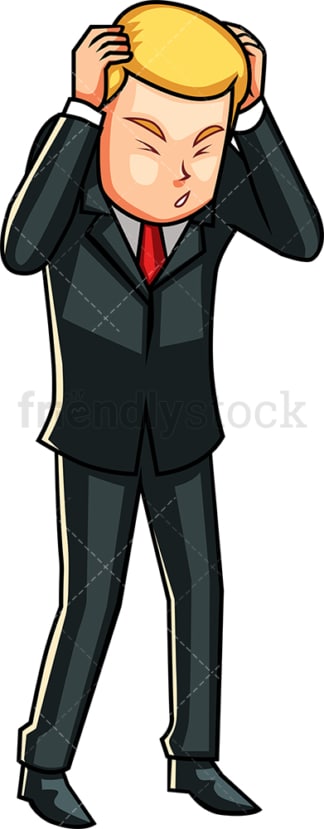 Businessman holding head and squinting. PNG - JPG and vector EPS file formats (infinitely scalable). Image isolated on transparent background.