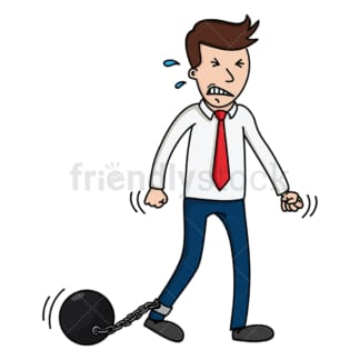 Businessman with ball and chain. PNG - JPG and vector EPS (infinitely scalable).