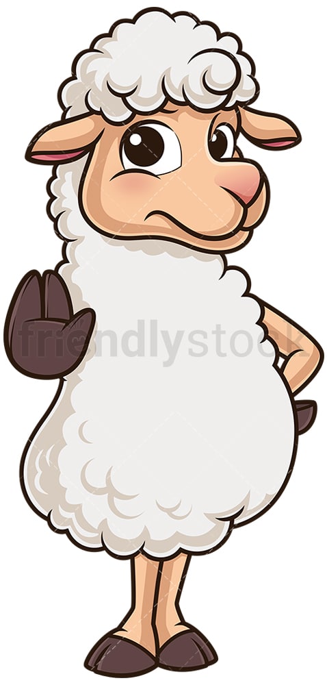 Cute Sheep Stop Gesto Cartoon Clipart Vector - FriendlyStock