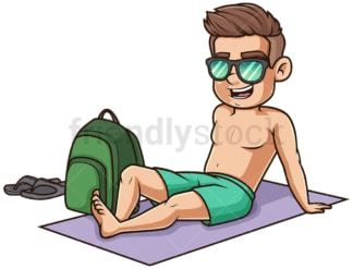 Young man on summer towel. PNG - JPG and vector EPS (infinitely scalable).