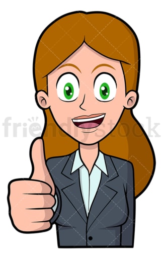 Ecstatic businesswoman thumbs up. PNG - JPG and vector EPS file formats (infinitely scalable). Image isolated on transparent background.