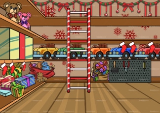 Santa's workshop in the north pole background. PNG - JPG and vector EPS file formats (infinitely scalable). Image isolated on transparent background.