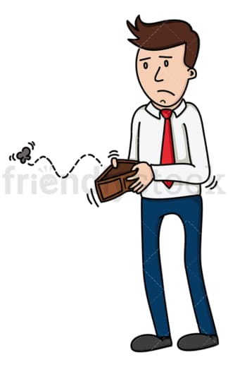 Man opening empty wallet. PNG - JPG and vector EPS (infinitely scalable).