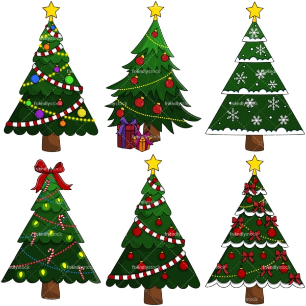 Christmas trees vector clipart bundle. PNG - JPG and vector EPS file formats (infinitely scalable).