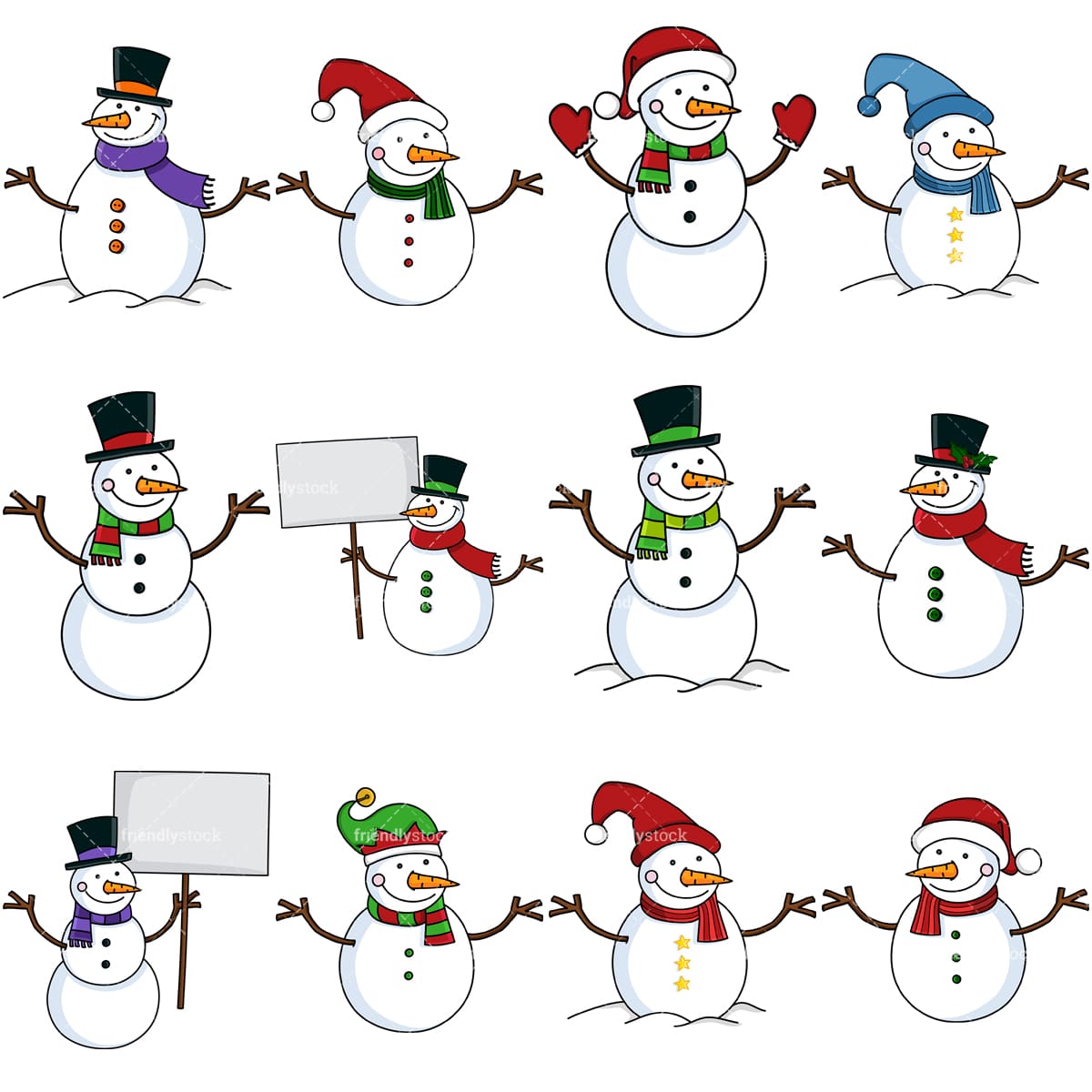 Snowman Holding Sign Clipart Png