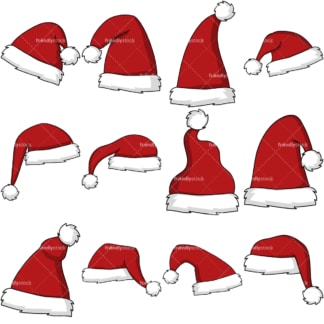 Christmas santa hat clipart bundle. PNG - JPG and vector EPS file formats (infinitely scalable). Image isolated on transparent background.