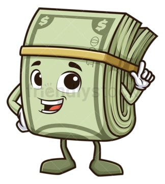 Money mascot pointing up. PNG - JPG and vector EPS (infinitely scalable).