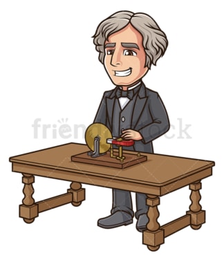 Michael faraday working on his disk. PNG - JPG and vector EPS (infinitely scalable).